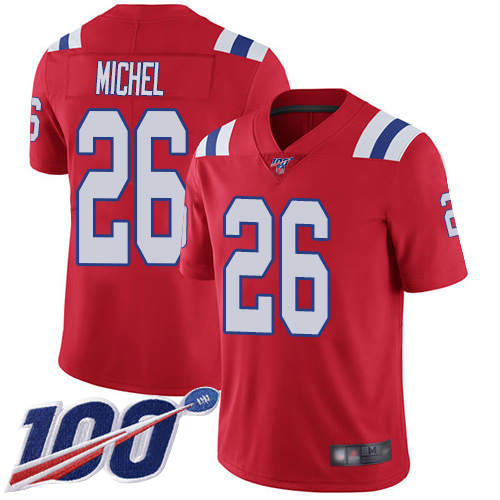 New England Patriots Football #26 Vapor Untouchable 100th Season Limited Red Men Sony Michel Alternate NFL Jersey